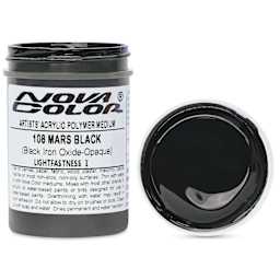Nova Color Artists’ Acrylic Polymer Paint - Iron Oxide Mars Black, 118 ml Jar