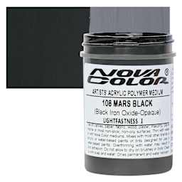 Nova Color Artists’ Acrylic Polymer Paint - Iron Oxide Mars Black, 118 ml Jar and swatch