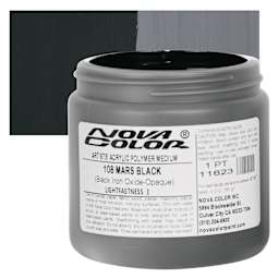 Nova Color Artists’ Acrylic Polymer Paint - Iron Oxide Mars Black, 473 ml Jar and swatch