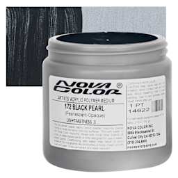 Nova Color Artists’ Acrylic Polymer Paint - Black Pearl, 473 ml Jar and swatch