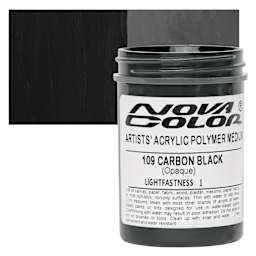 Nova Color Artists’ Acrylic Polymer Paint - Carbon Black, 118 ml Jar and swatch