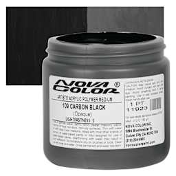 Nova Color Artists’ Acrylic Polymer Paint - Carbon Black, 473 ml Jar and swatch