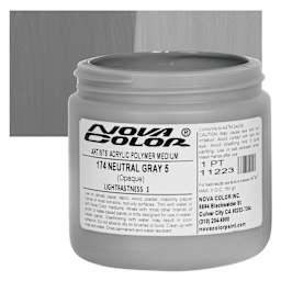 Nova Color Artists’ Acrylic Polymer Paint - Neutral Gray 5, 473 ml Jar and swatch