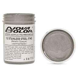 Nova Color Artists’ Acrylic Polymer Paint - Stainless Steel Fine, 118 ml Jar