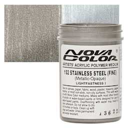 Nova Color Artists’ Acrylic Polymer Paint - Stainless Steel Fine, 118 ml Jar and swatch