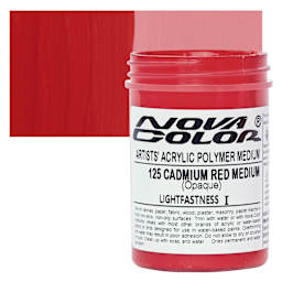 Nova Color Artists’ Acrylic Polymer Paint - Cadmium Red Medium, 118 ml Jar and swatch