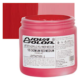 Nova Color Artists’ Acrylic Polymer Paint - Cadmium Red Medium, 473 ml Jar and swatch