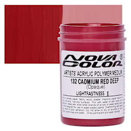 Nova Color Artists’ Acrylic Polymer Paint - Cadmium Red Deep, 118 ml Jar and swatch