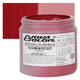Nova Color Artists’ Acrylic Polymer Paint - Cadmium Red Deep, 473 ml Jar and swatch