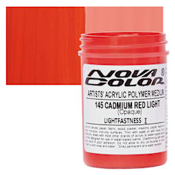 Nova Color Artists’ Acrylic Polymer Paint - Cadmium Red Light, 118 ml Jar and swatch