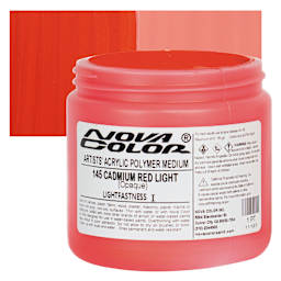 Nova Color Artists’ Acrylic Polymer Paint - Cadmium Red Light, 473 ml Jar and swatch