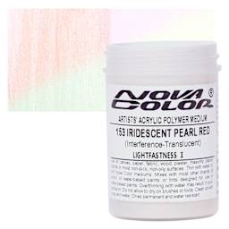 Nova Color Artists’ Acrylic Polymer Paint - Iridescent Pearl Red, 118 ml Jar and swatch