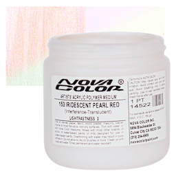Nova Color Artists’ Acrylic Polymer Paint - Iridescent Pearl Red, 473 ml Jar and swatch