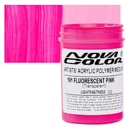 Nova Color Artists’ Acrylic Polymer Paint - Fluorescent Pink, 118 ml Jar and swatch