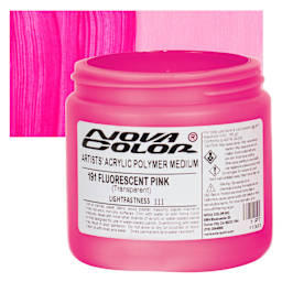 Nova Color Artists’ Acrylic Polymer Paint - Fluorescent Pink, 473 ml Jar and swatch