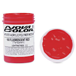 Nova Color Artists’ Acrylic Polymer Paint - Fluorescent Red, 118 ml Jar