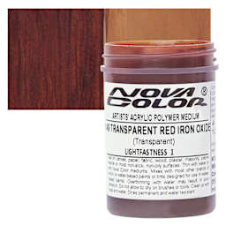 Nova Color Artists’ Acrylic Polymer Paint - Transparent Red Iron Oxide, 118 ml Jar and swatch