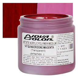 Nova Color Artists’ Acrylic Polymer Paint - Quinacridone Magenta, 473 ml Jar and swatch