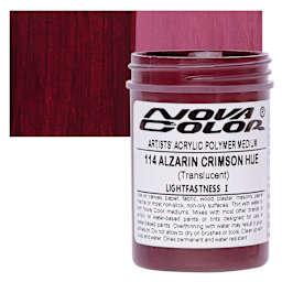 Nova Color Artists’ Acrylic Polymer Paint - Alizarin Crimson Hue, 4 oz Jar and swatch