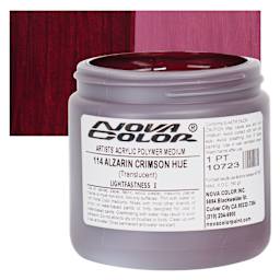 Nova Color Artists’ Acrylic Polymer Paint - Alizarin Crimson Hue, 473 ml Jar and swatch