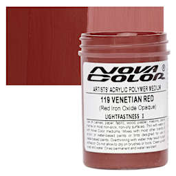 Nova Color Artists’ Acrylic Polymer Paint - Venetian Iron Oxide Red, 118 ml Jar and swatch