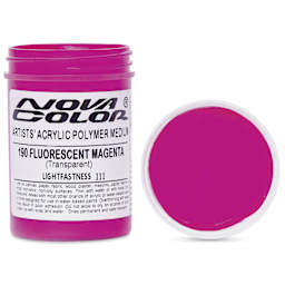 Nova Color Artists’ Acrylic Polymer Paint - Fluorescent Magenta, 118 ml Jar