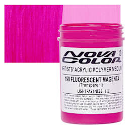 Nova Color Artists’ Acrylic Polymer Paint - Fluorescent Magenta, 118 ml Jar and swatch