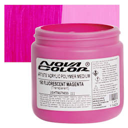 Nova Color Artists’ Acrylic Polymer Paint - Fluorescent Magenta, 473 ml Jar and swatch