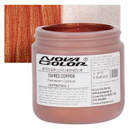 Nova Color Artists’ Acrylic Polymer Paint - Red Copper Pearl, 473 ml Jar and swatch