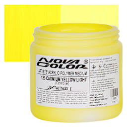Nova Color Artists’ Acrylic Polymer Paint - Cadmium Yellow Light, 473 ml Jar and swatch