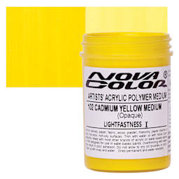 Nova Color Artists’ Acrylic Polymer Paint - Cadmium Yellow Medium, 118 ml Jar and swatch