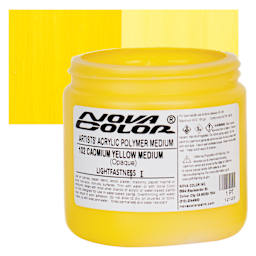 Nova Color Artists’ Acrylic Polymer Paint - Cadmium Yellow Medium, 473 ml Jar and swatch