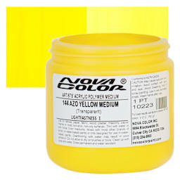 Nova Color Artists’ Acrylic Polymer Paint - Azo Yellow Medium, 473 ml Jar and swatch