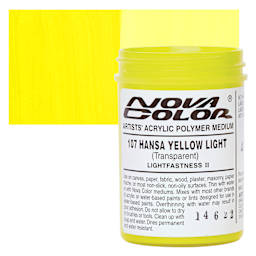 Nova Color Artists’ Acrylic Polymer Paint - Hansa Yellow Light, 118 ml Jar and swatch