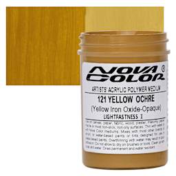 Nova Color Artists’ Acrylic Polymer Paint - Yellow Ochre Iron Oxide, 118 ml Jar and swatch