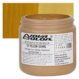Nova Color Artists’ Acrylic Polymer Paint - Yellow Ochre Iron Oxide, 473 ml Jar and swatch