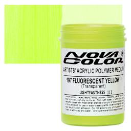 Nova Color Artists’ Acrylic Polymer Paint - Fluorescent Yellow, 118 ml Jar and swatch