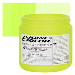 Nova Color Artists’ Acrylic Polymer Paint - Fluorescent Yellow, 473 ml Jar and swatch