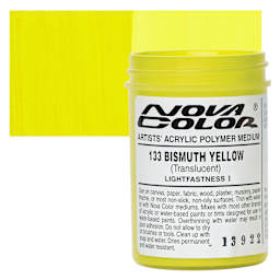 Nova Color Artists’ Acrylic Polymer Paint - Bismuth Yellow, 118 ml Jar and swatch