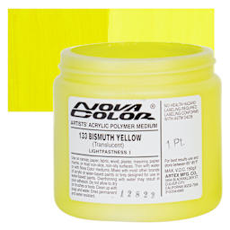 Nova Color Artists’ Acrylic Polymer Paint - Bismuth Yellow, 473 ml Jar and swatch
