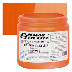 Nova Color Artists’ Acrylic Polymer Paint - Cadmium Orange Deep, 473 ml Jar and swatch