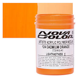 Nova Color Artists’ Acrylic Polymer Paint - Cadmium Orange, 118 ml Jar and swatch