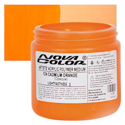 Nova Color Artists’ Acrylic Polymer Paint - Cadmium Orange, 473 ml Jar and swatch