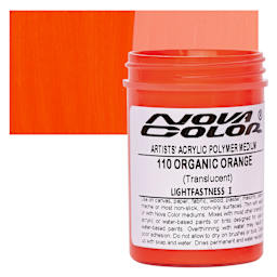 Nova Color Artists’ Acrylic Polymer Paint - Organic Pyrrole Orange, 118 ml Jar and swatch