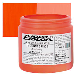 Nova Color Artists’ Acrylic Polymer Paint - Organic Pyrrole Orange, 473 ml Jar and swatch