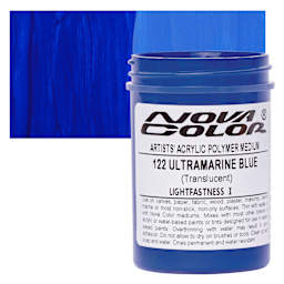 Nova Color Artists’ Acrylic Polymer Paint - Ultramarine Blue, 118 ml Jar and swatch