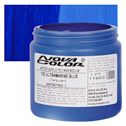 Nova Color Artists’ Acrylic Polymer Paint - Ultramarine Blue, 473 ml Jar and swatch