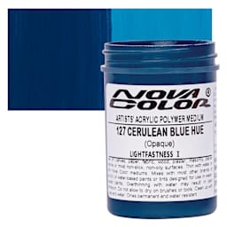 Nova Color Artists’ Acrylic Polymer Paint - Cerulean Blue Hue, 118 ml Jar and swatch