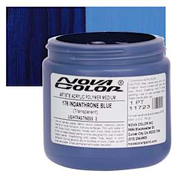 Nova Color Artists’ Acrylic Polymer Paint - Indanthrone Blue, 473 ml Jar and swatch