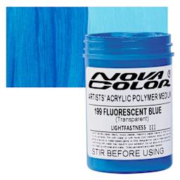 Nova Color Artists’ Acrylic Polymer Paint - Fluorescent Blue, 118 ml Jar and swatch
